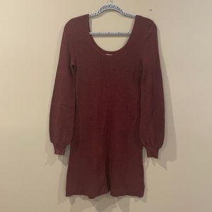 Maroon Light Knit Sweater Dress